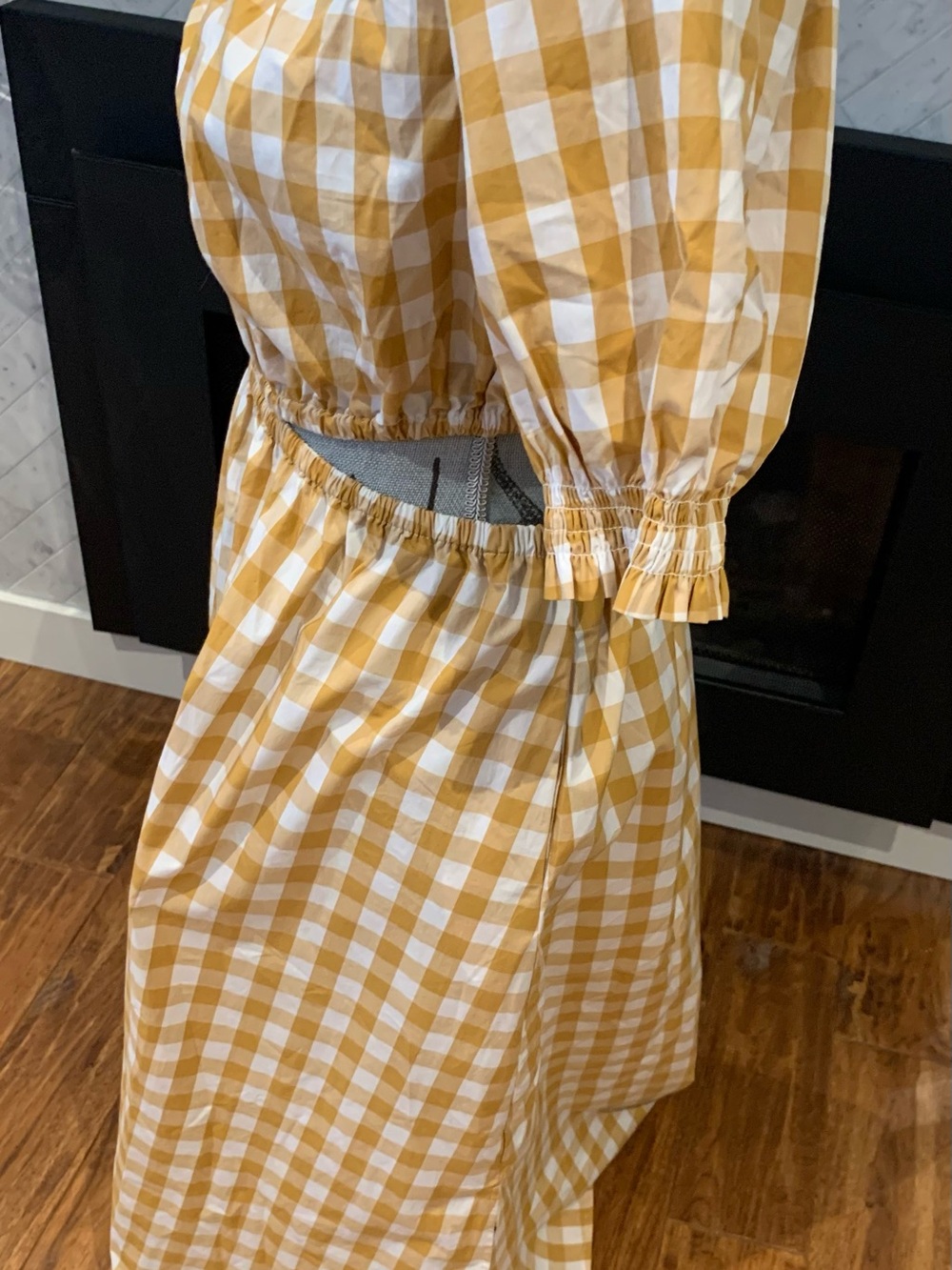 Who What Wear Off-Shoulder Yellow Gingham Midi Dress - Picture 4 of 15